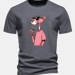 Regular Fit Pink Panther Print Cotton T-Shirt