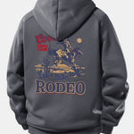 Western Cowboy Print Drawstring Hoodie