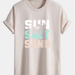 Regular Fit Sun Sand Palm Tree Print Cotton T-Shirt