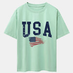 USA Flag Print Drop Shoulder Oversize T-Shirt