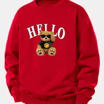 Hello Sunglasses Bear Print Relax Fit Sweatshirt