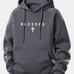 Blessed Print Drawstring Hoodie