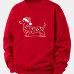 Christmas Light Dog Print Relax Fit Sweatshirt