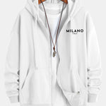 Milano Italy Print Relax Fit Zip Hoodie