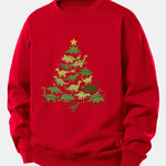 Dinosaur Christmas Tree Print Relax Fit Sweatshirt