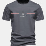 Regular Fit Paris Stripes Print Cotton T-Shirt