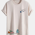 Regular Fit Dinosaurs Avoid Meteorites Print Cotton T-Shirt