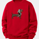 Headscarf Dachshund Print Relax Fit Sweatshirt