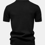 Pineapple Texture Knit V Neck Polo Shirt