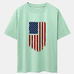 American Flag Print Drop Shoulder Oversize T-Shirt