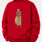 Dachshund Wearing Sweater Print Relax Fit Sweatshirt