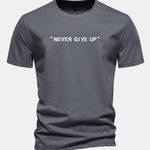 Regular Fit Never Give Up Print Cotton T-Shirt