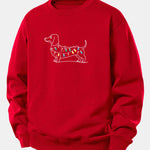 Colorful Light Strip Dog Print Relax Fit Sweatshirt