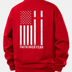 Faith Over Fear American Flag Print Relax Fit Sweatshirt