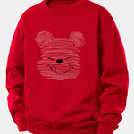 Polka Dot Bear Print Relax Fit Sweatshirt
