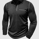 Men's lapel half-button long-sleeved Polo