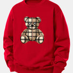 Checkered Bear Print Relax Fit Sweatshirt