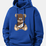 Stripe Bear Print Relax Fit Hoodie