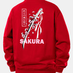 Sakura Katana Back Print Relax Fit Sweatshirt