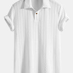 Short Sleeve Jacquard Polo & Straight Leg Ribbed Pants