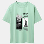 New York City Scenery Print Drop Shoulder Oversize T-Shirt