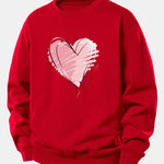 Doodle Heart Print Relax Fit Sweatshirt