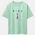 King Chess Print Drop Shoulder Oversize T-Shirt