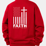 Freedom American Flag Print Relax Fit Sweatshirt