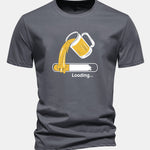 Regular Fit Beer Loading Print Cotton T-Shirt