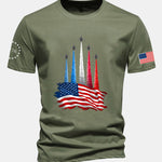 Regular Fit Fighter Jets With USA Flag Print Cotton T-Shirt