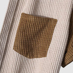 Men's Waffle Corduroy Casual Short Sleeve Shorts Set
