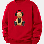 Headphone Bear Print Relax Fit Sweatshirt