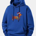Christmas Dachshund Print Relax Fit Hoodie