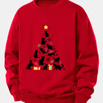 Christmas Cats Print Relax Fit Sweatshirt