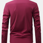 Non-Iron Hidden Placket Stand Collar Dress Shirt