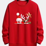 Santa Claus And Reindeer Print Relax Fit Sweatshirt