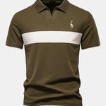 Contrast Pique V Neck Polo Shirt