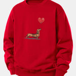 Heart-shaped Balloon Dachshund Print Relax Fit Sweatshirt