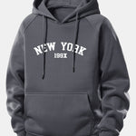 New York Print Drawstring Hoodie