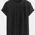 Stripe Textured Arc Hem T-Shirt