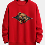 Halloween Zipper Evil Bear Print Relax Fit Sweatshirt
