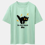 Electric Black Cat Print Drop Shoulder Oversize T-Shirt
