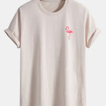 Regular Fit Flamingo Print Cotton T-Shirt