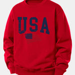 USA Flag Print Relax Fit Sweatshirt