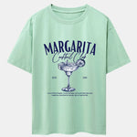 Margarita Cocktail Print Drop Shoulder Oversize T-Shirt