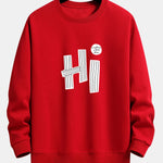 Hi Slogan Lines Print Relax Fit Sweatshirt