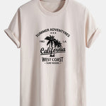 Regular Fit California Palm Tree Print Cotton T-Shirt