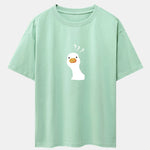 Doubtful Goose Print Drop Shoulder Oversize T-Shirt