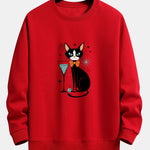 Atomic Black Cat Print Relax Fit Sweatshirt
