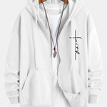 Faith Print Relax Fit Zip Hoodie